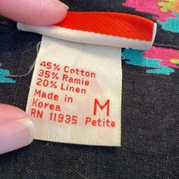 VTG Halston III Linen Blend Southwestern Camp Button Up - Picture 8 of 9